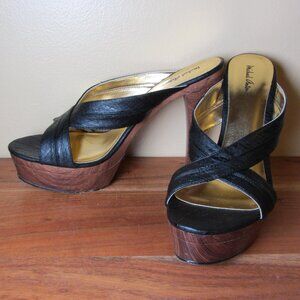 michael antonio tatte pumps black & wood grain size 11 (CL400)